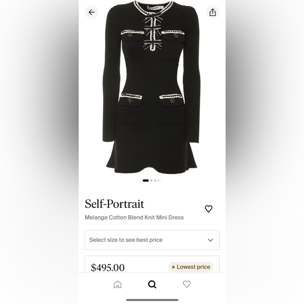 NWT Self Portrait Black Melange Knit Mini Dress
